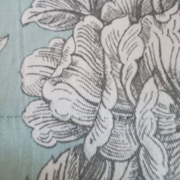 Ellis Curtain 50W x 16"L "Aquarius" Valence 100% Cotton Toile Pastel Aqua Floral - Picture 3 of 11